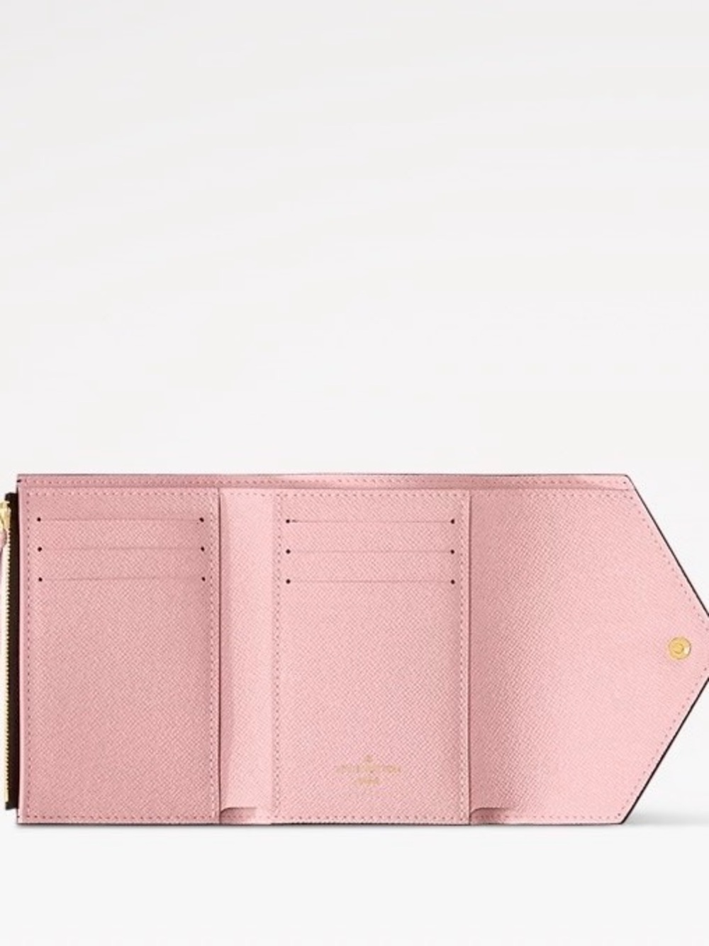 Authentic Louis Vuitton Brown Monogram Victorine Compact Wallet with Pink Trim - Picture 2 of 14